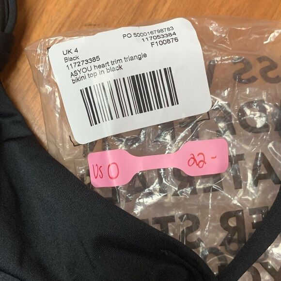 ASYOU heart trim triangle bikini top in black - Picture 2 of 3